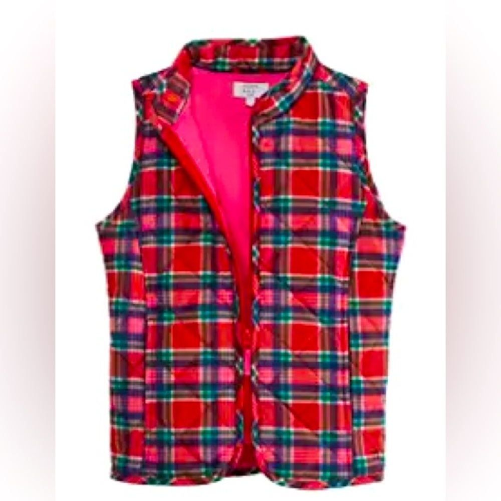 Kids/girls silk red plaid holiday vest